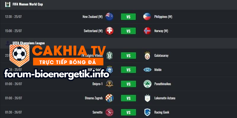 Cakhia 20.tv cập nhật lịch thi đấu chính xác nhất